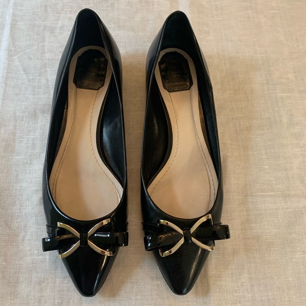 Dior Patent Leather Bow Tie Flats